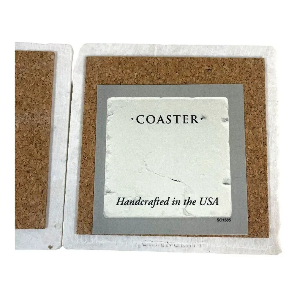 Vintage Set Whale Cape Cod Falmouth Screencraft Tileworks Marble Beach Coasters
